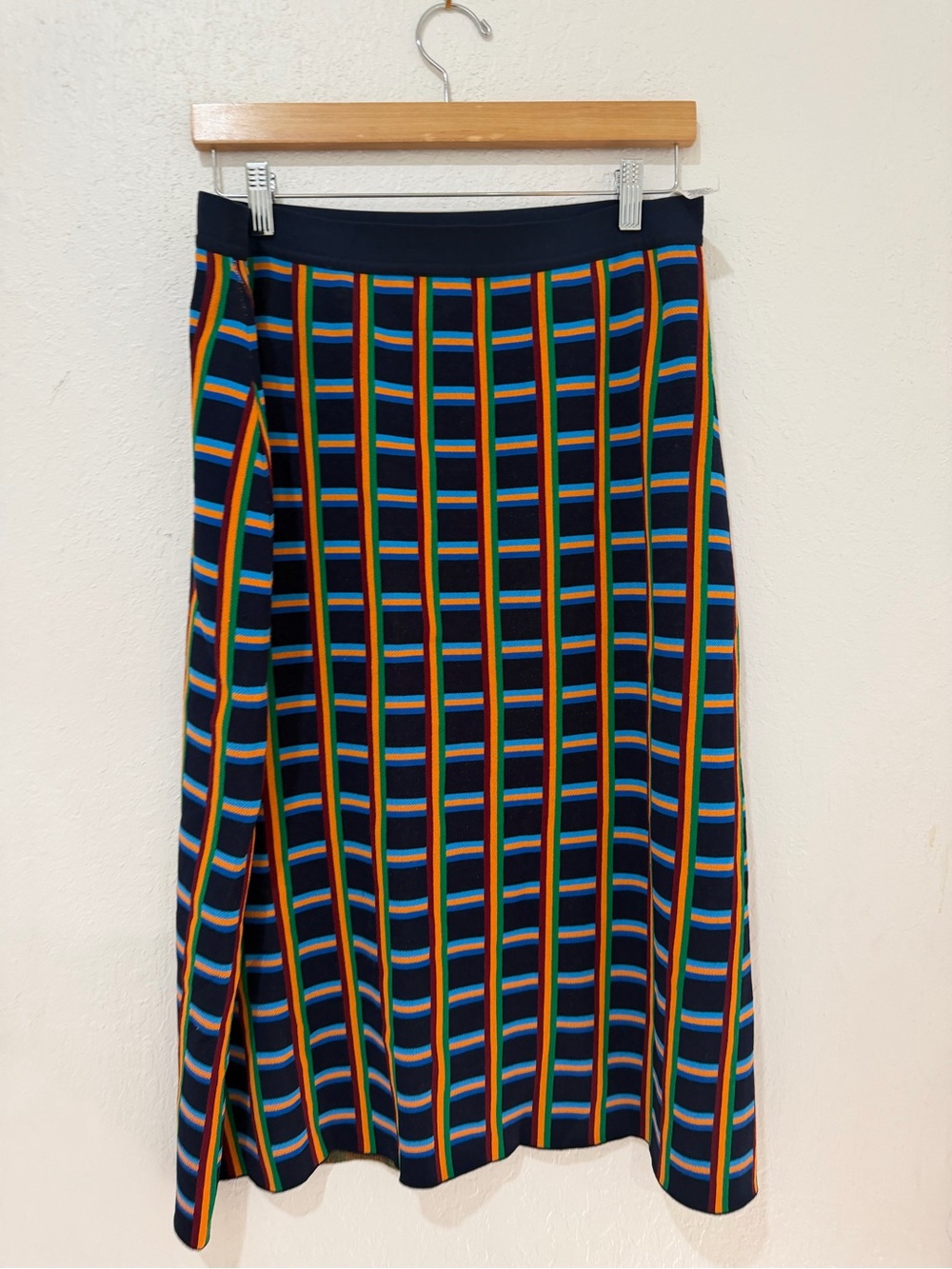 Tory Sport  Navy Multicolor Stripe Midi Skirt